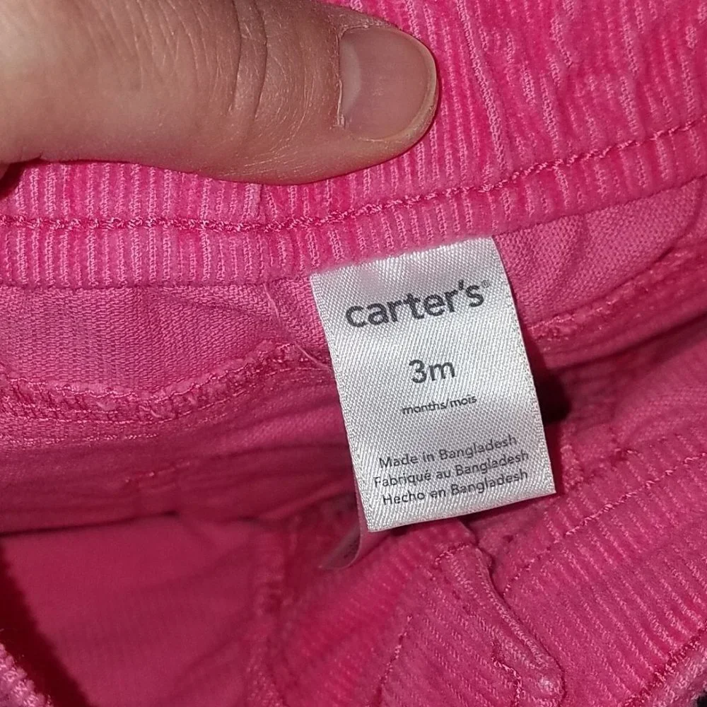 Carter's Solid Pink Corduroy Pants Baby Girl 3 Months Infant